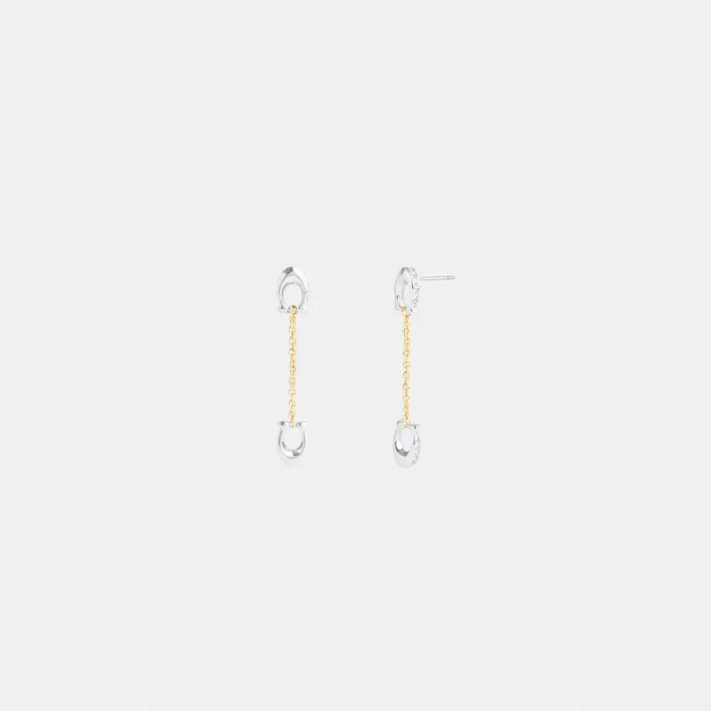 Pavé Signature Chain Linear Earrings