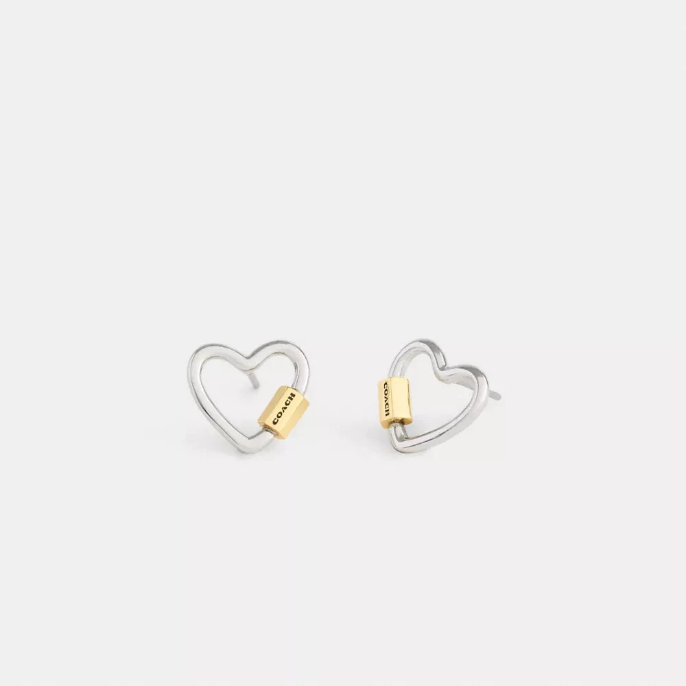 Carabiner Heart Stud Earrings