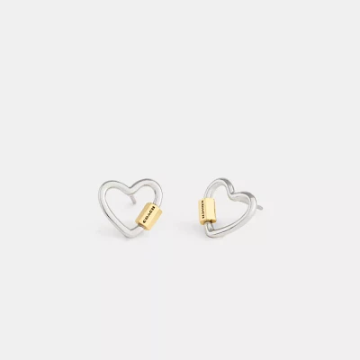 Carabiner Heart Stud Earrings