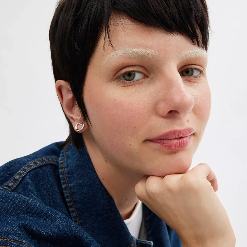 Carabiner Heart Stud Earrings