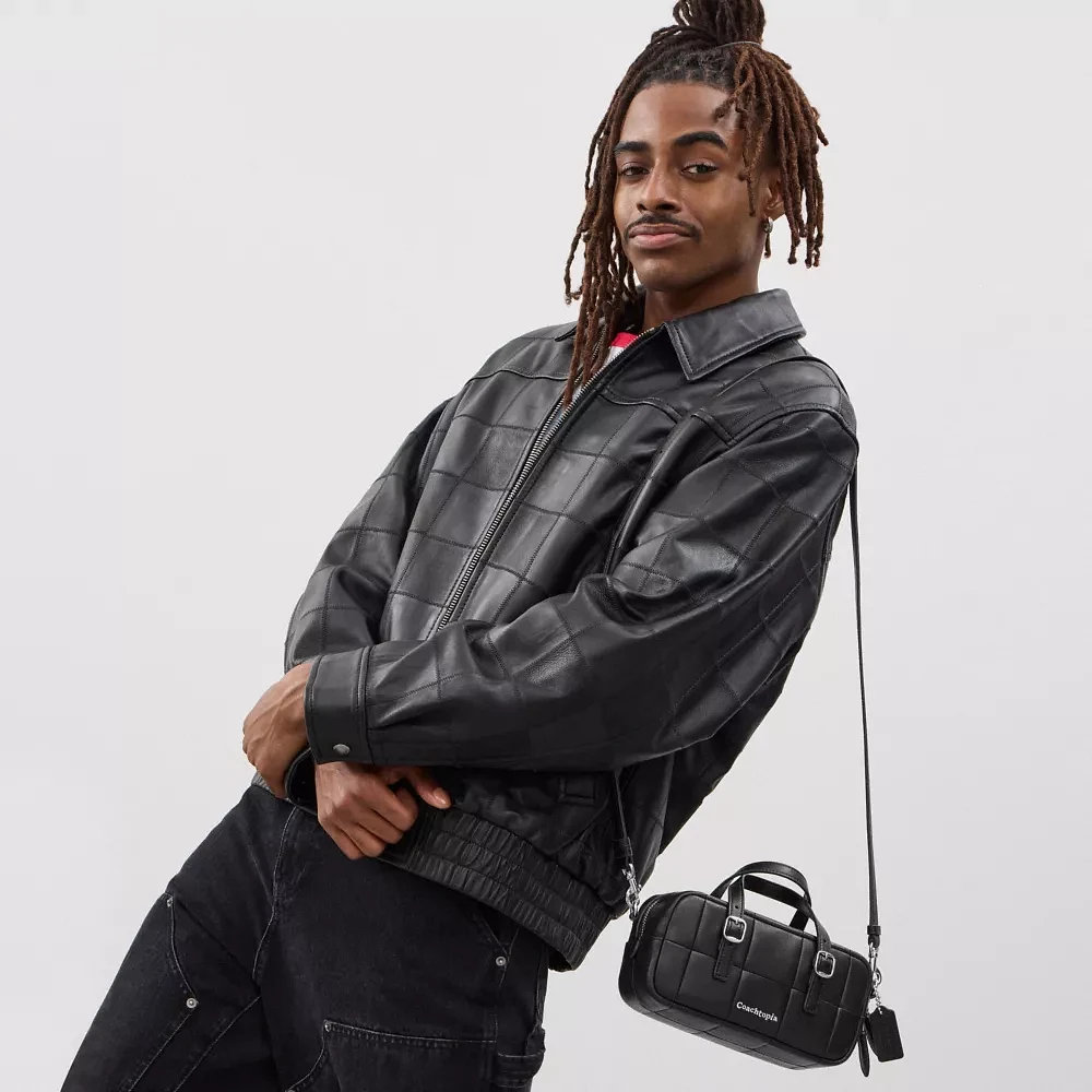 Alter/Ego Mini Satchel Bag Checkerboard Upcrafted Leather With Crossbody Strap