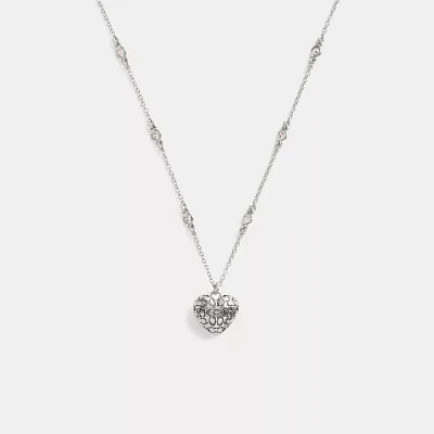 Quilted Signature Heart Pendant Necklace