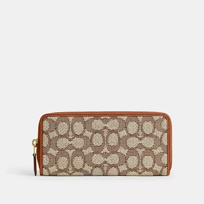 Essential Slim Accordion Zip Wallet In Signature Jacquard
