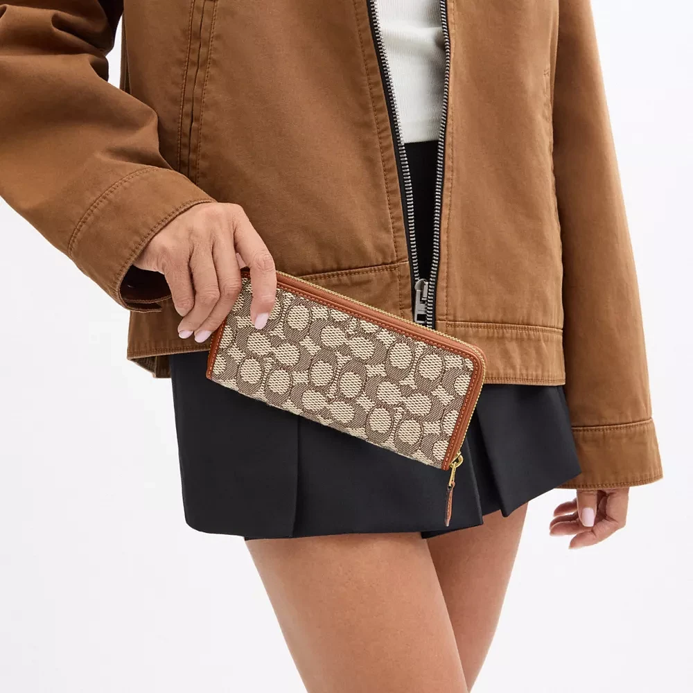 Essential Slim Accordion Zip Wallet In Signature Jacquard