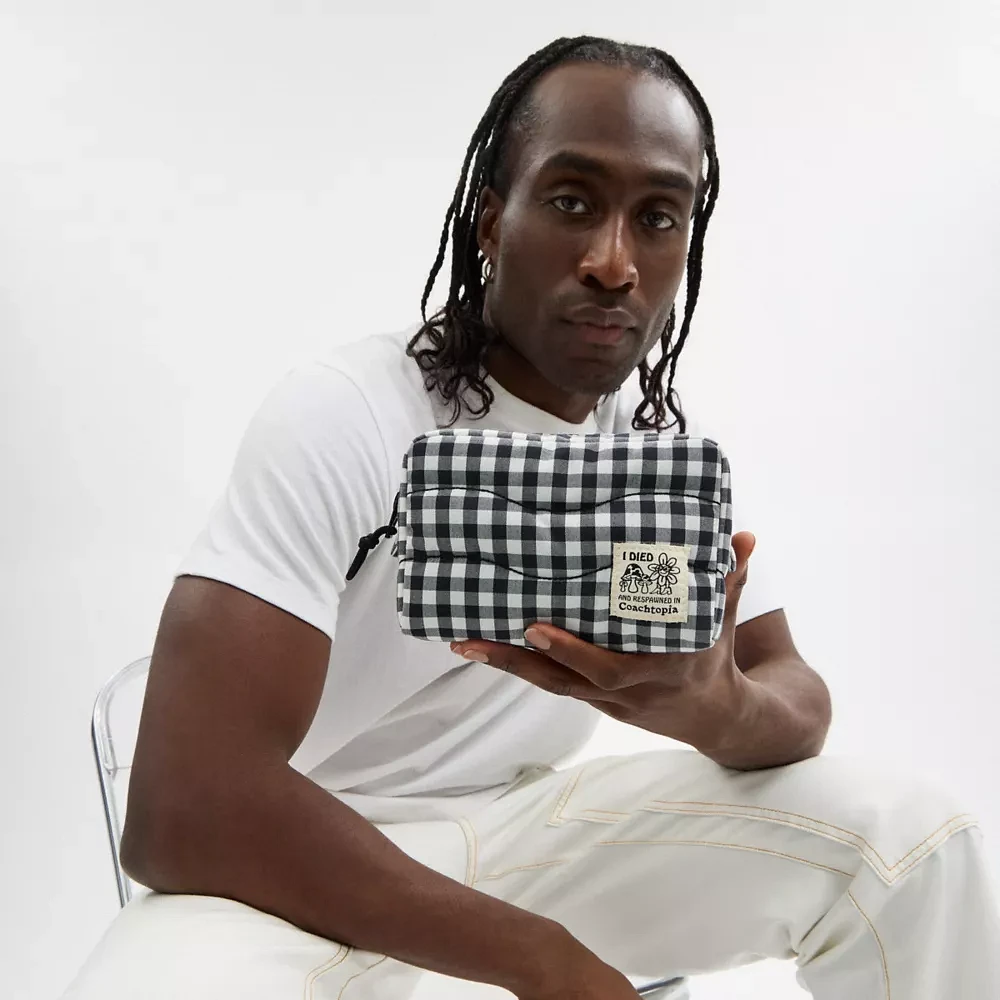 Coachtopia Loop Pouch Recycled Polyester With Gingham Pattern