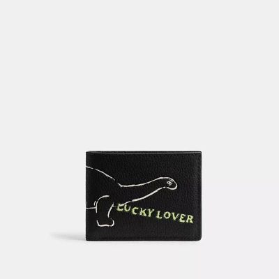 Slim Billfold Wallet With Sketch Print