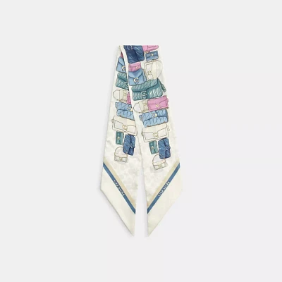 Stacked Tabby Bags Print Silk Skinny Scarf