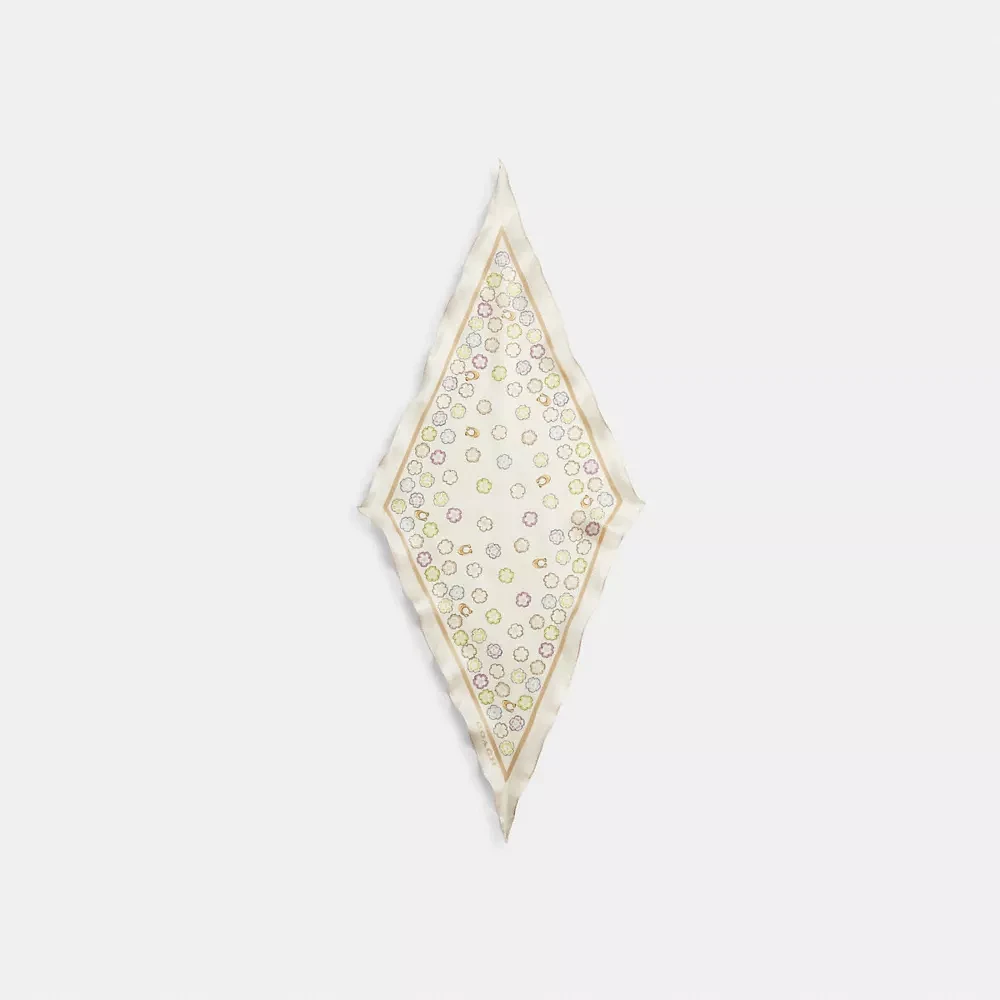 Waterfall Tea Rose Print Silk Diamond Scarf