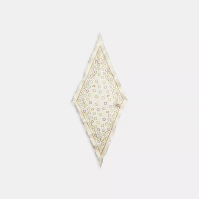 Waterfall Tea Rose Print Silk Diamond Scarf