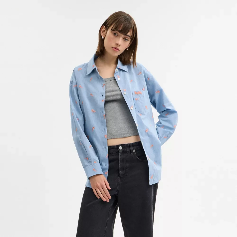 Floral Embroidery Shirt