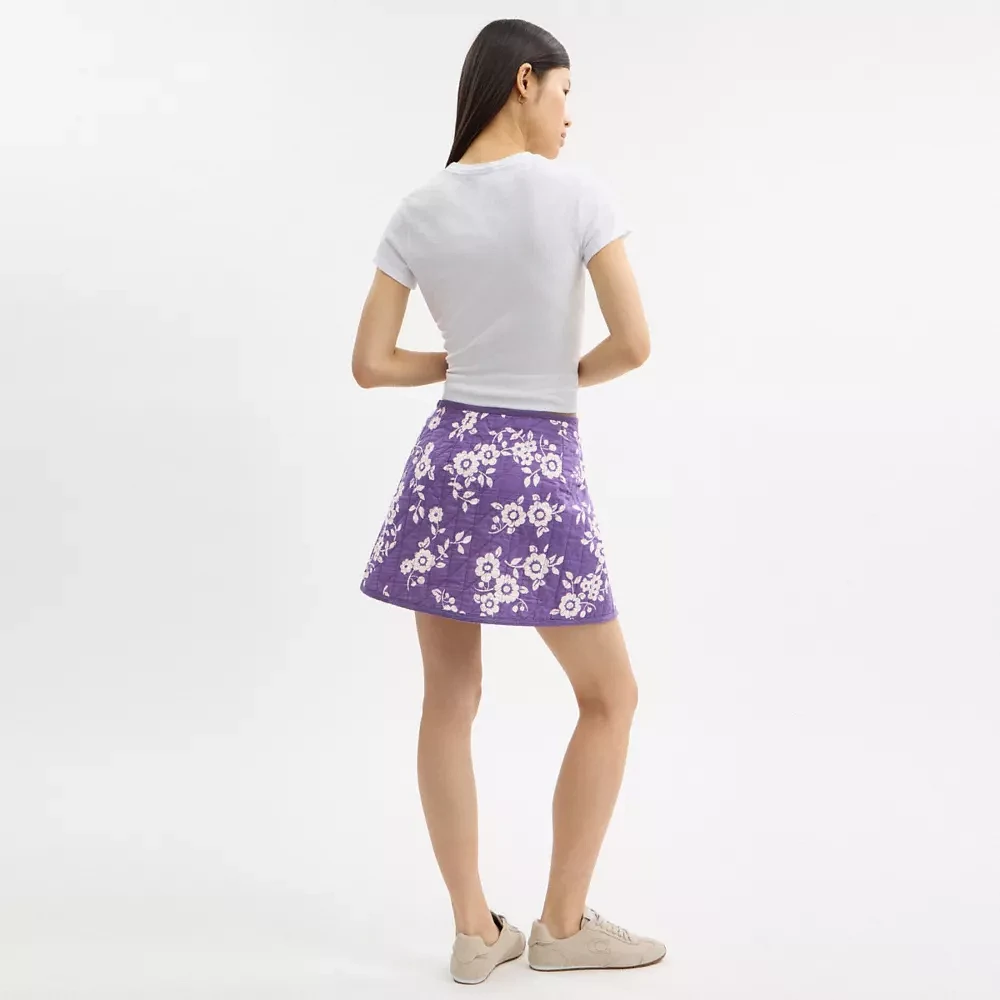 Quilted Floral Wrap Skirt
