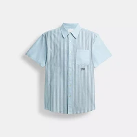 Striped Mixed Media Oxford Shirt