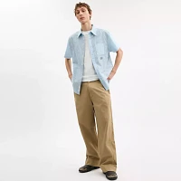 Striped Mixed Media Oxford Shirt