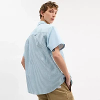 Striped Mixed Media Oxford Shirt