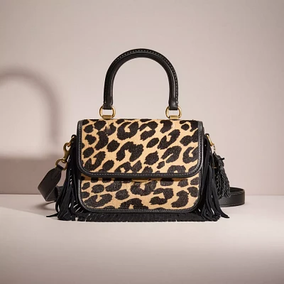 Upcrafted Rogue Top Handle Bag In Haircalf With Leopard Print