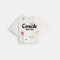 Cursive Coach Cropped Sketch Print T Shirt