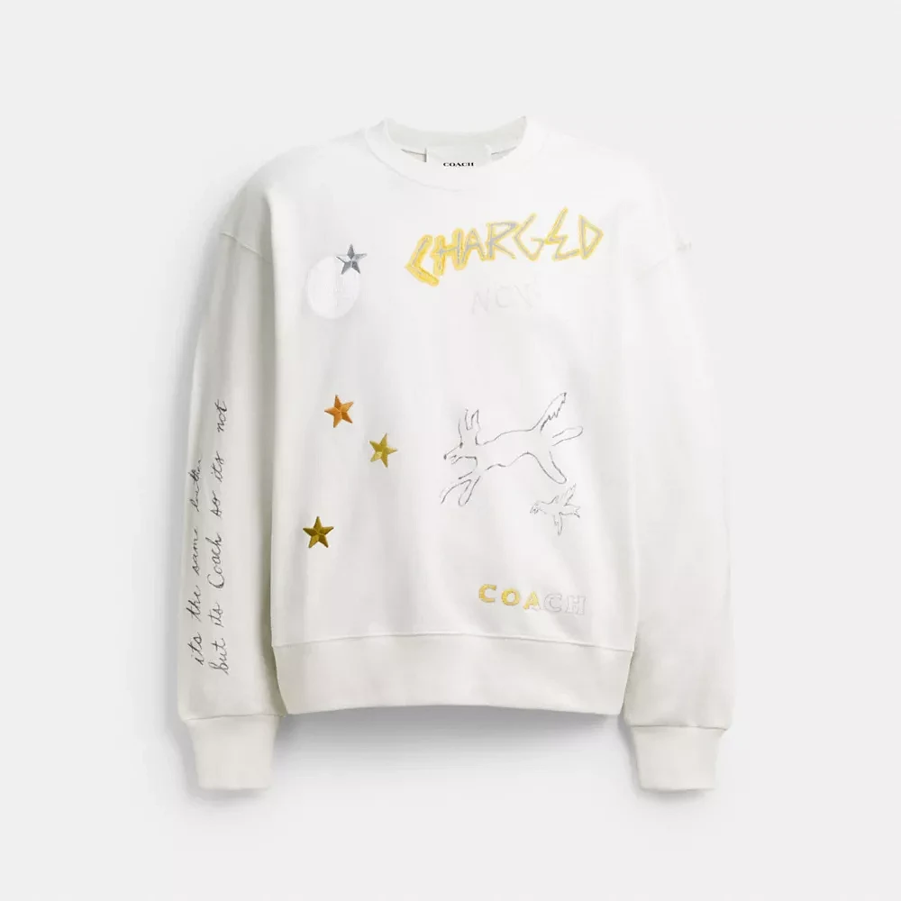 Shrunken Sketch Print Crewneck Sweatshirt