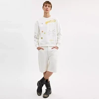 Shrunken Sketch Print Crewneck Sweatshirt