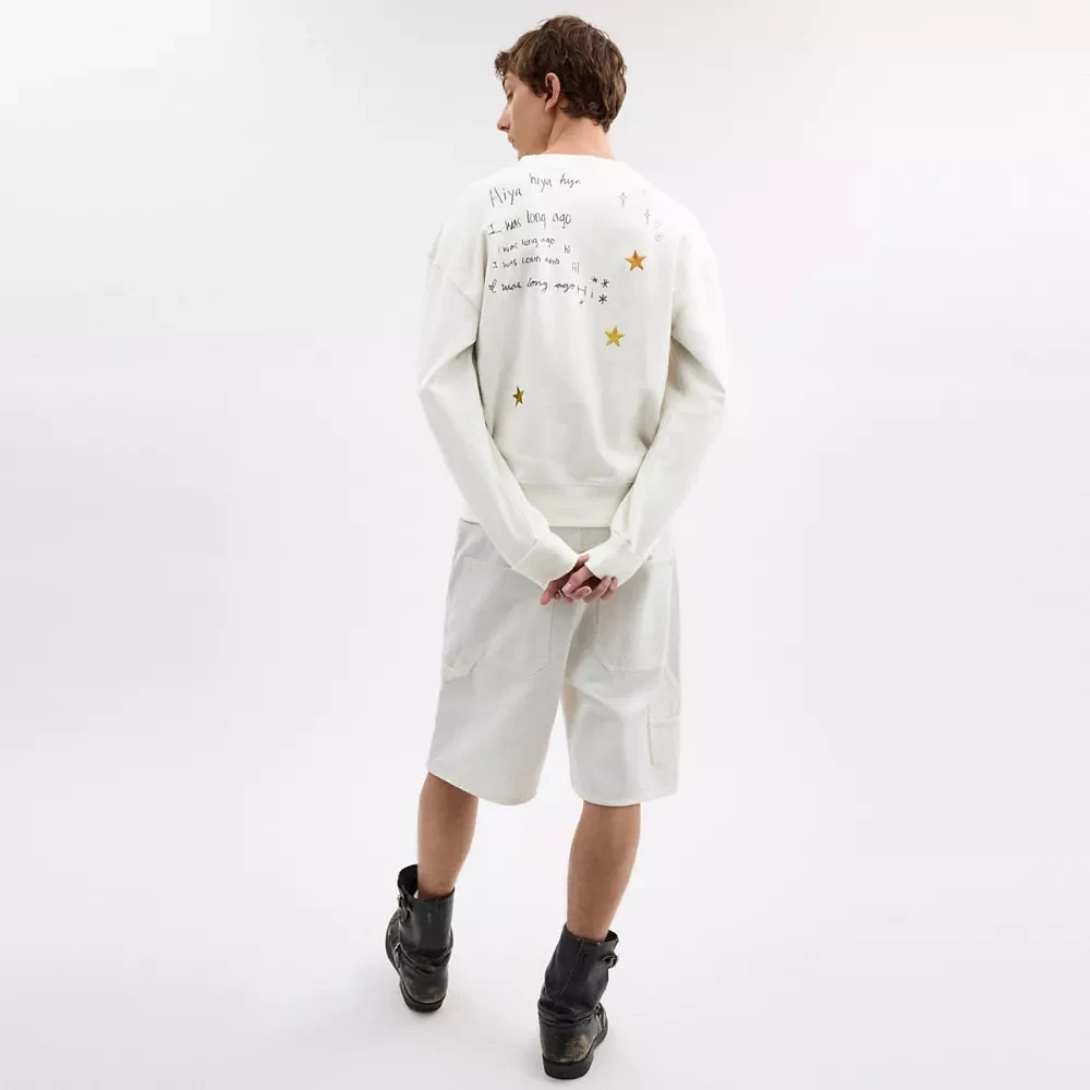 Shrunken Sketch Print Crewneck Sweatshirt