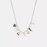 Cherry And Butterfly Statement Charm Necklace