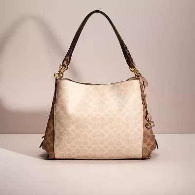 Restored Dalton Bag 31 In Blocked Signature Canvas With Snakeskin Detail