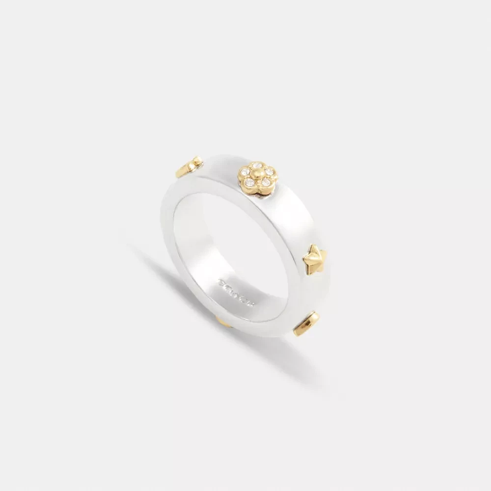 Pavé Tea Rose And Heart Ring