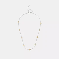 Pavé Tea Rose And Heart Station Necklace