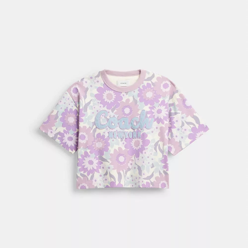 Cursive Coach Floral Cropped T Shirt Organic Cotton