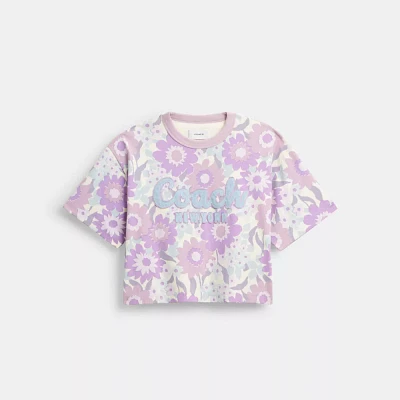 Cursive Coach Floral Cropped T Shirt Organic Cotton
