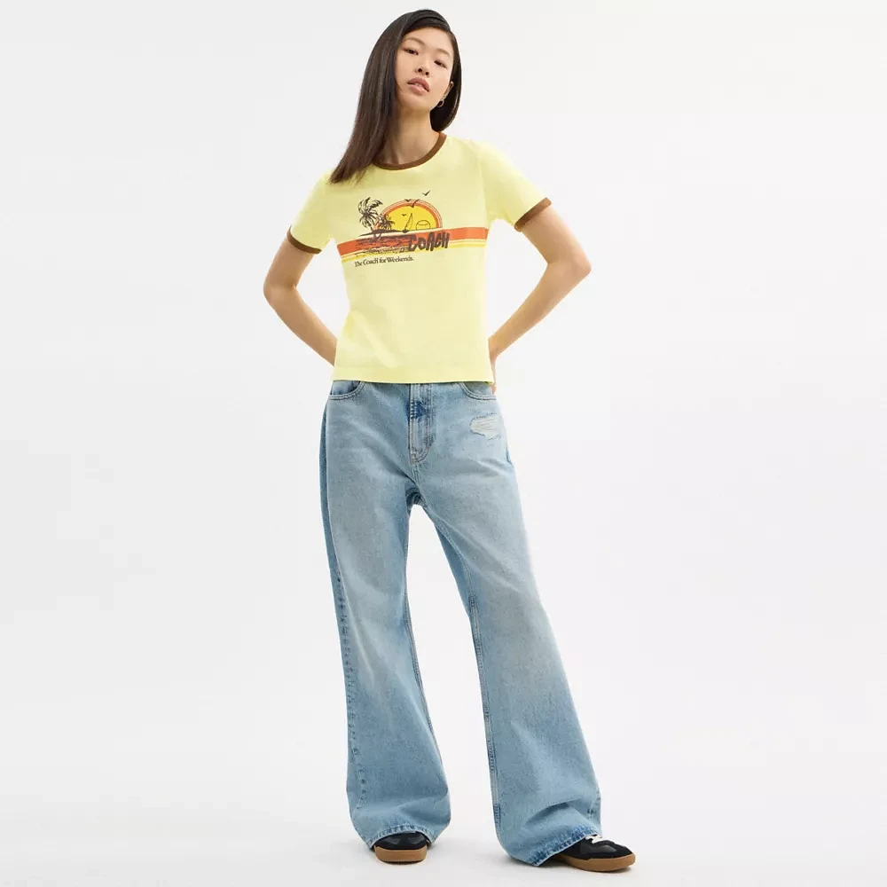 70 S Surf Ringer T Shirt Organic Cotton