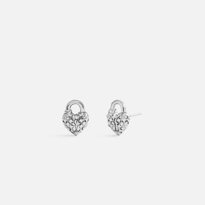 Quilted Broken Heart Lock Stud Earrings