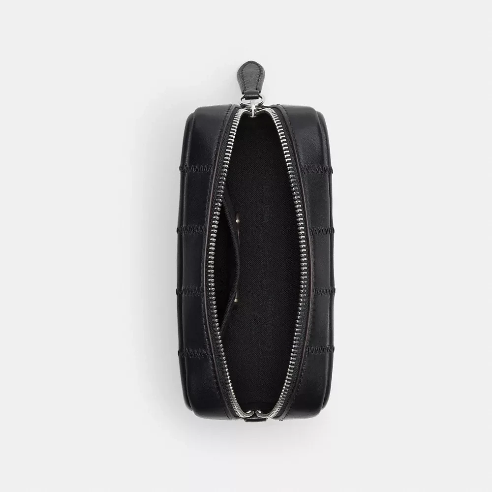 Cosmetic Pouch Checkerboard Upcrafted Leather