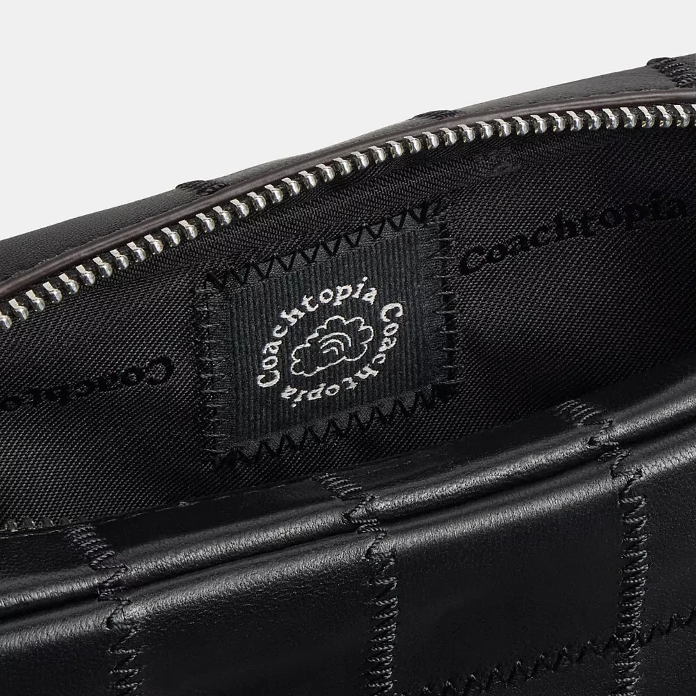 Cosmetic Pouch Checkerboard Upcrafted Leather