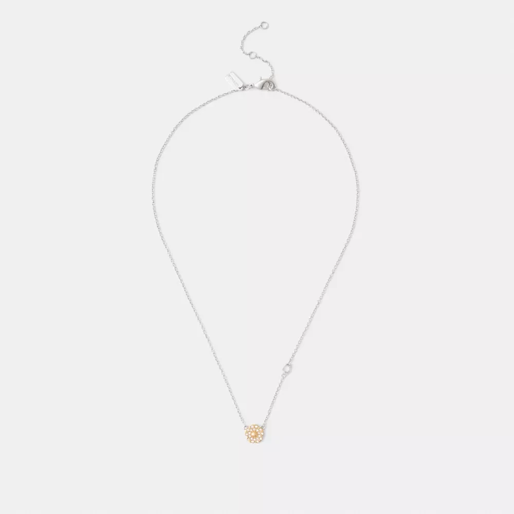 Pavé Tea Rose Pendant Necklace
