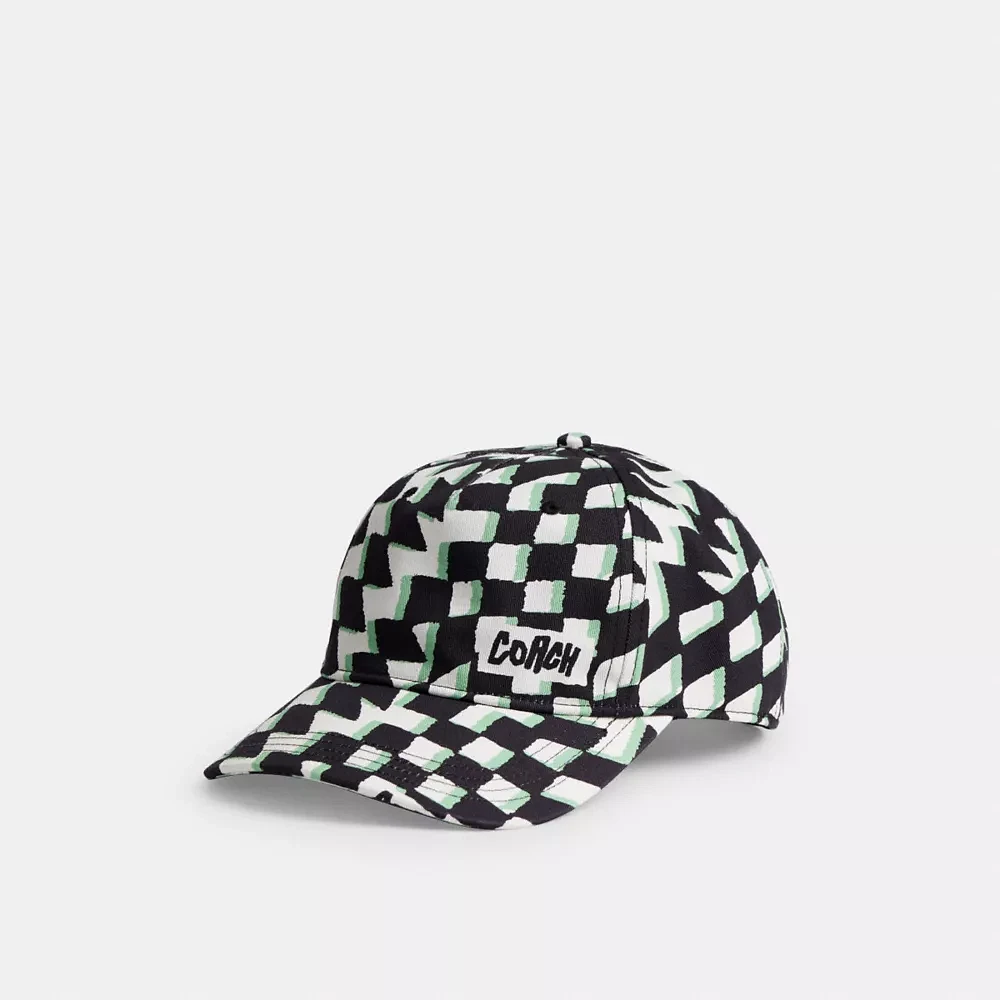 Surfer Geo Check Print Baseball Hat