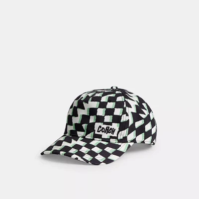 Surfer Geo Check Print Baseball Hat