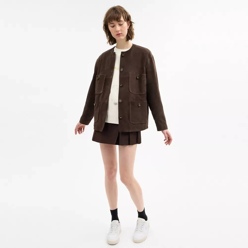 Suede Cardigan Jacket