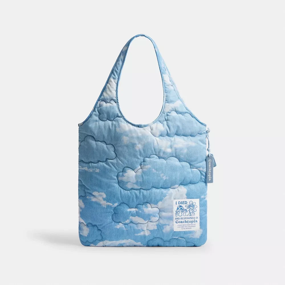 Coachtopia Loop Quilted Flat Tote With Cloud Print