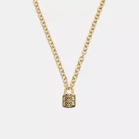 Quilted Padlock Chain Necklace