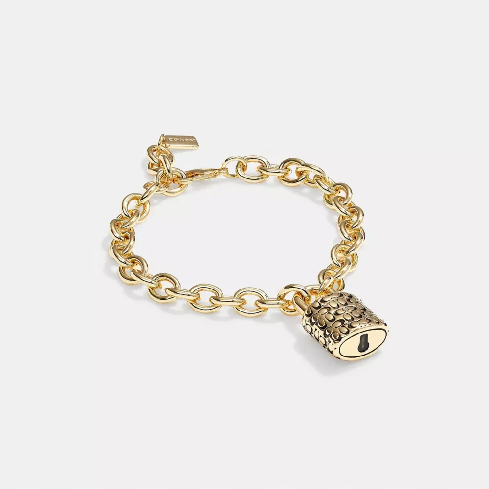 Quilted Padlock Chain Bracelet