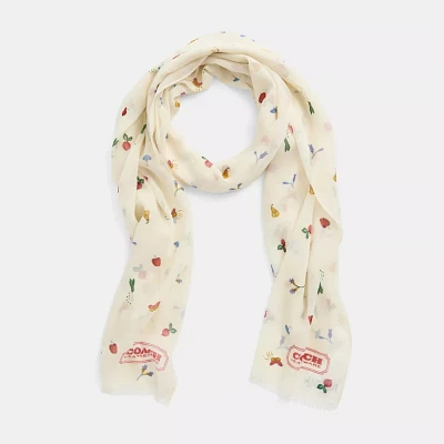Restored Garden Print Silk Oblong Scarf