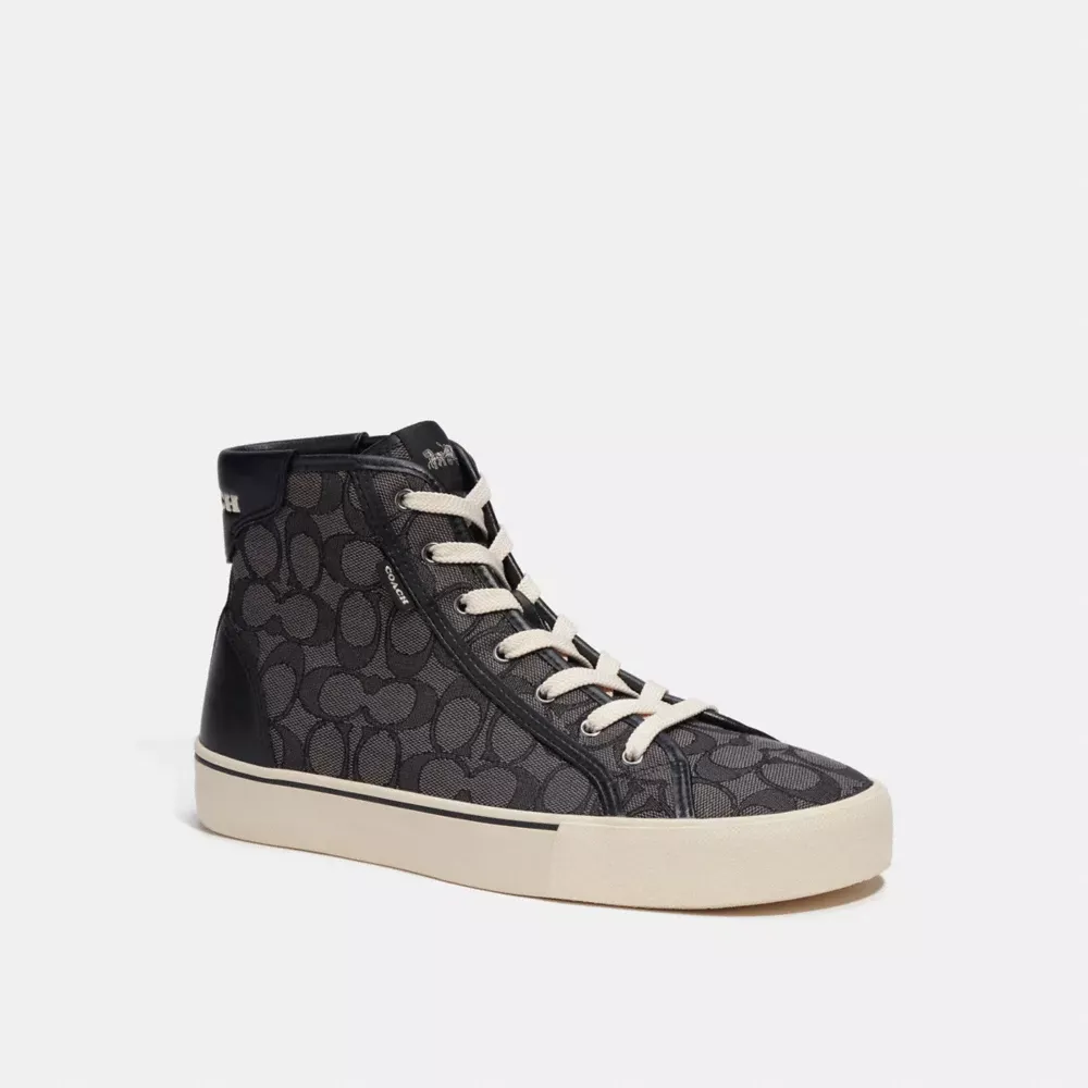COACH C201 Low-Top Leather and Suede Lace-Up Retro Sneakers