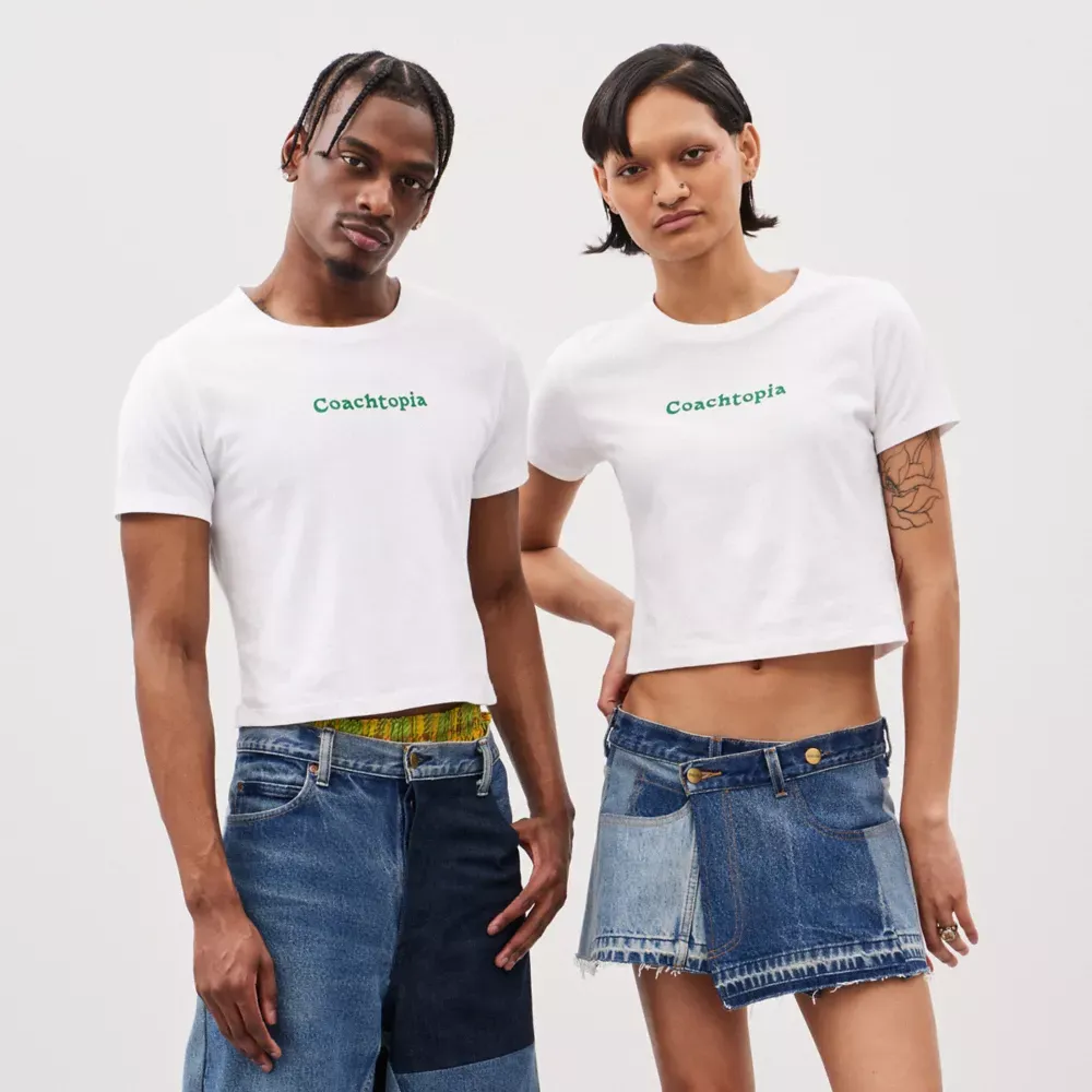 Cropped T Shirt With Coachtopia Logo