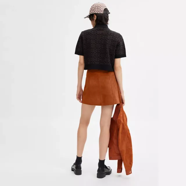 Coach Braided Suede Mini Skirt