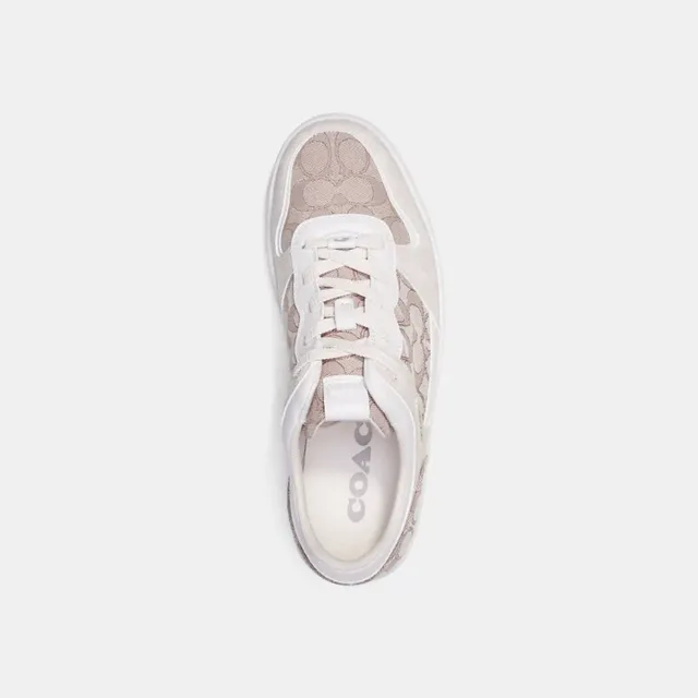 COACH Women's C201 Low-Top Signature Jacquard and Leather Retro