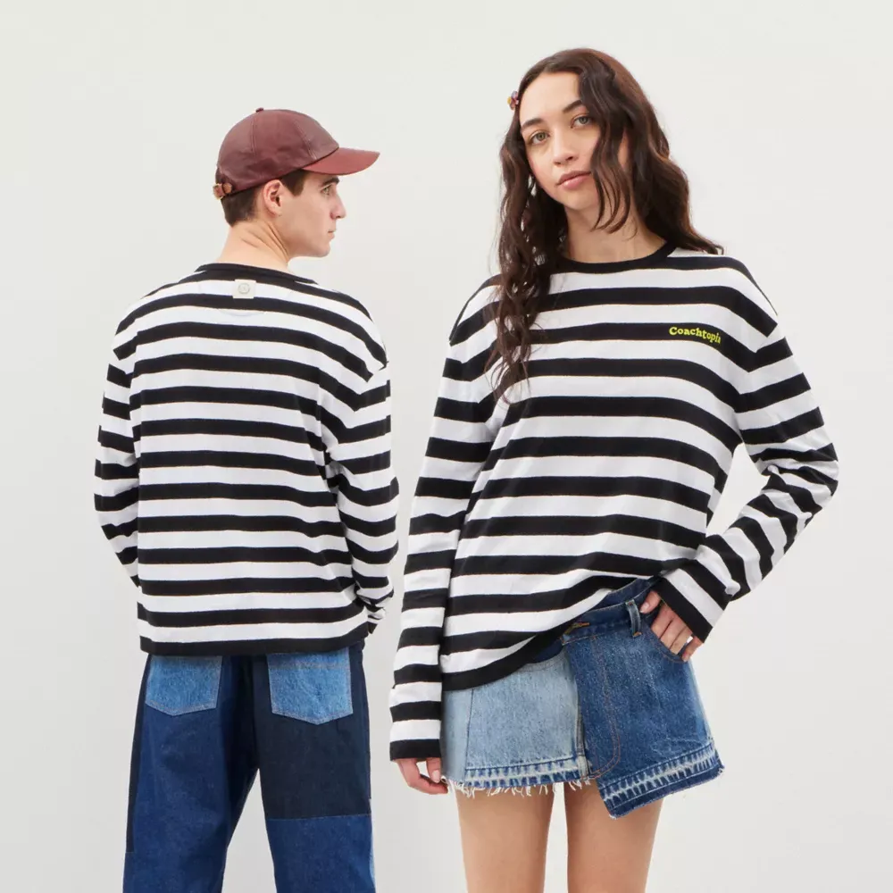 Striped Long Sleeve T Shirt 97% Recycled Cotton