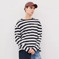 Striped Long Sleeve T Shirt 97% Recycled Cotton