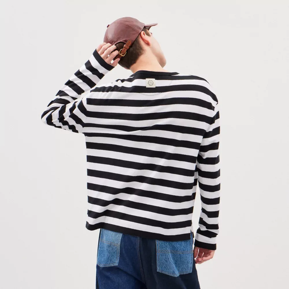 Striped Long Sleeve T Shirt 97% Recycled Cotton