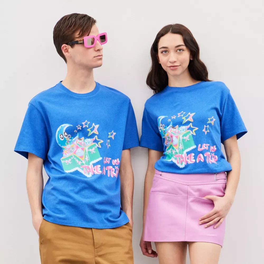 Relaxed T Shirt With Let Us Take A Trip Print