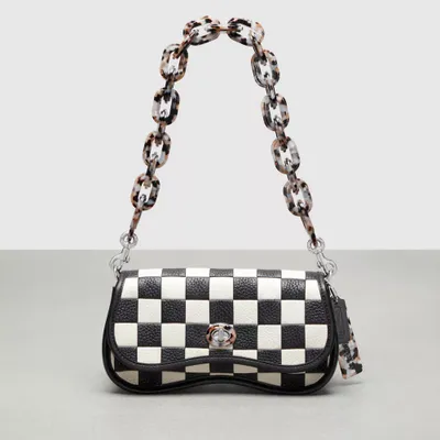 Wavy Dinky Bag In Patchwork Checkerboard Upcrafted Leather